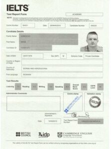 ورقة نتيجة امتحان الايلتس